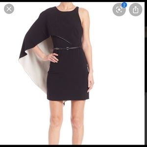 Black/white cape dress